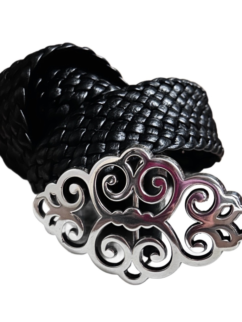 Brighton ~ Women’s Small (32) ~ Black ~ Leather ~ Braided Belt W/ Silver Buckle